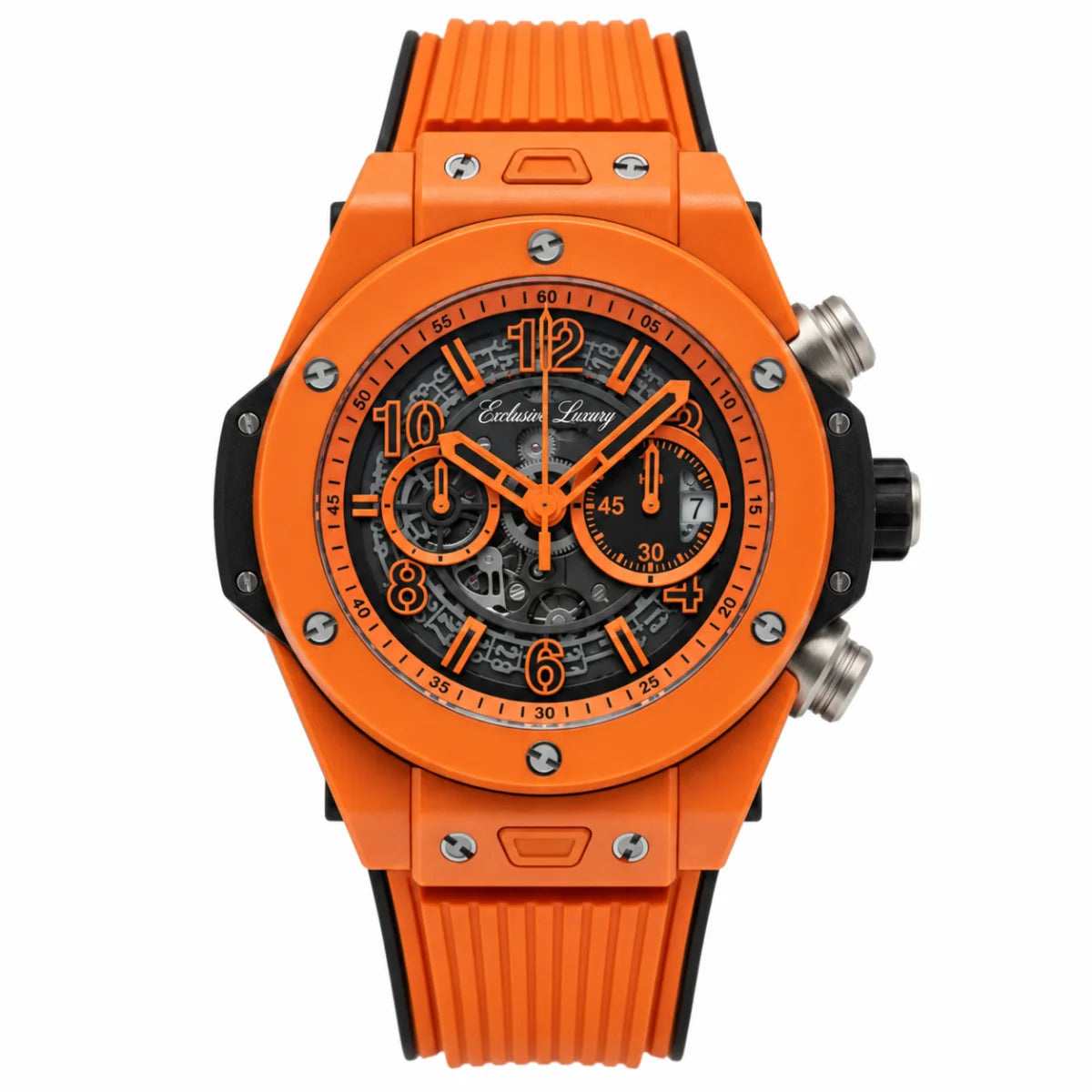 Orange Skeleton Chronograph Watch — Exclusive Luxury