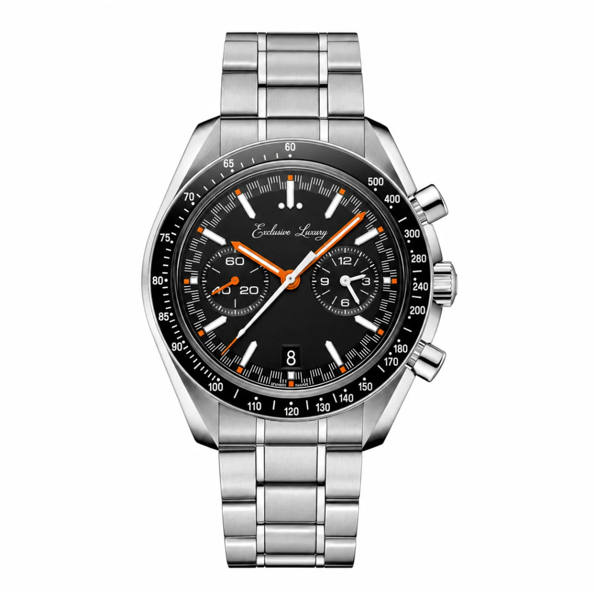Racing Chrono Pro 42 – Black Dial | Stainless Steel Bracelet B — Exclusive Luxury