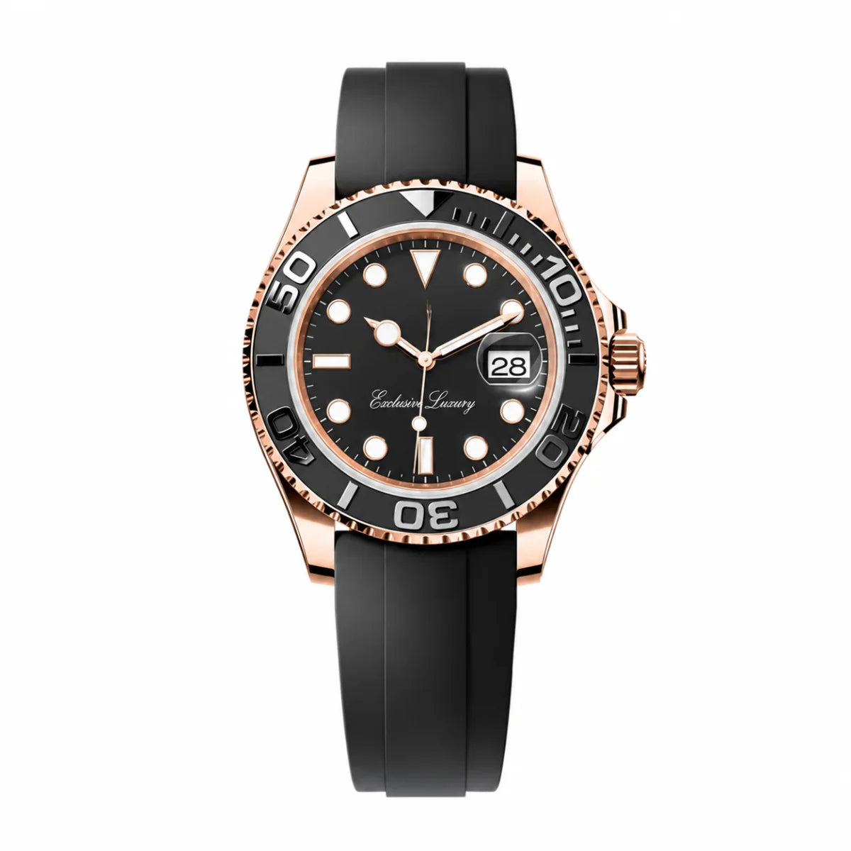Ocean Master 40 – Black Dial | Flexible Rubber Strap B — Exclusive Luxury