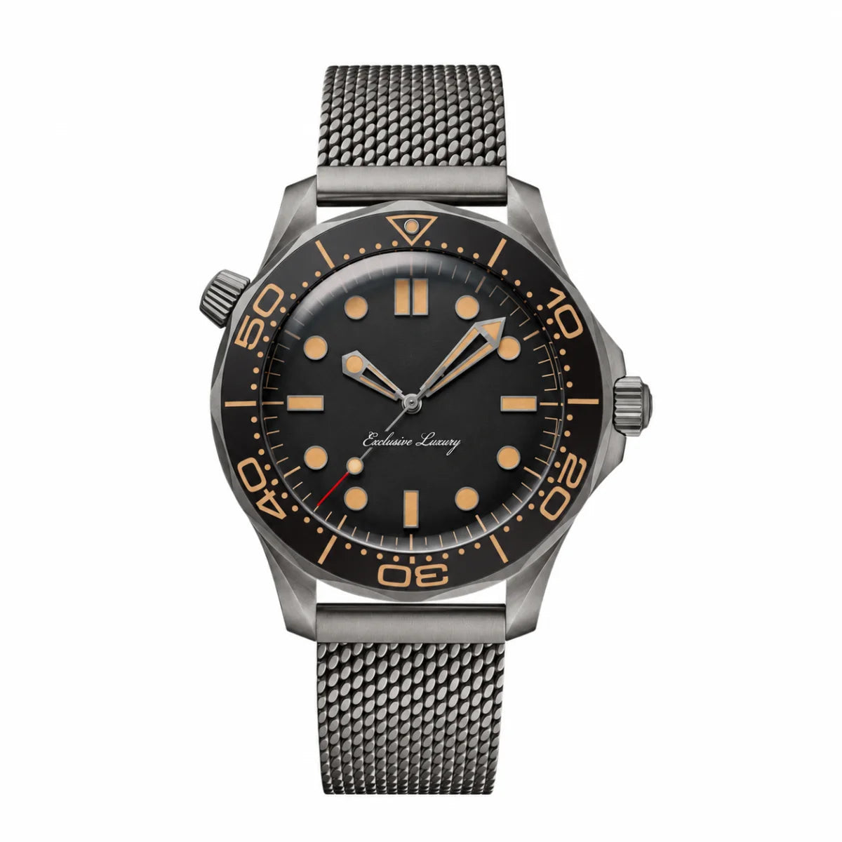 Ocean Diver Pro 42 – Black Dial | Stainless Steel-Mesh Bracelet | Military Edition — Exclusive Luxury