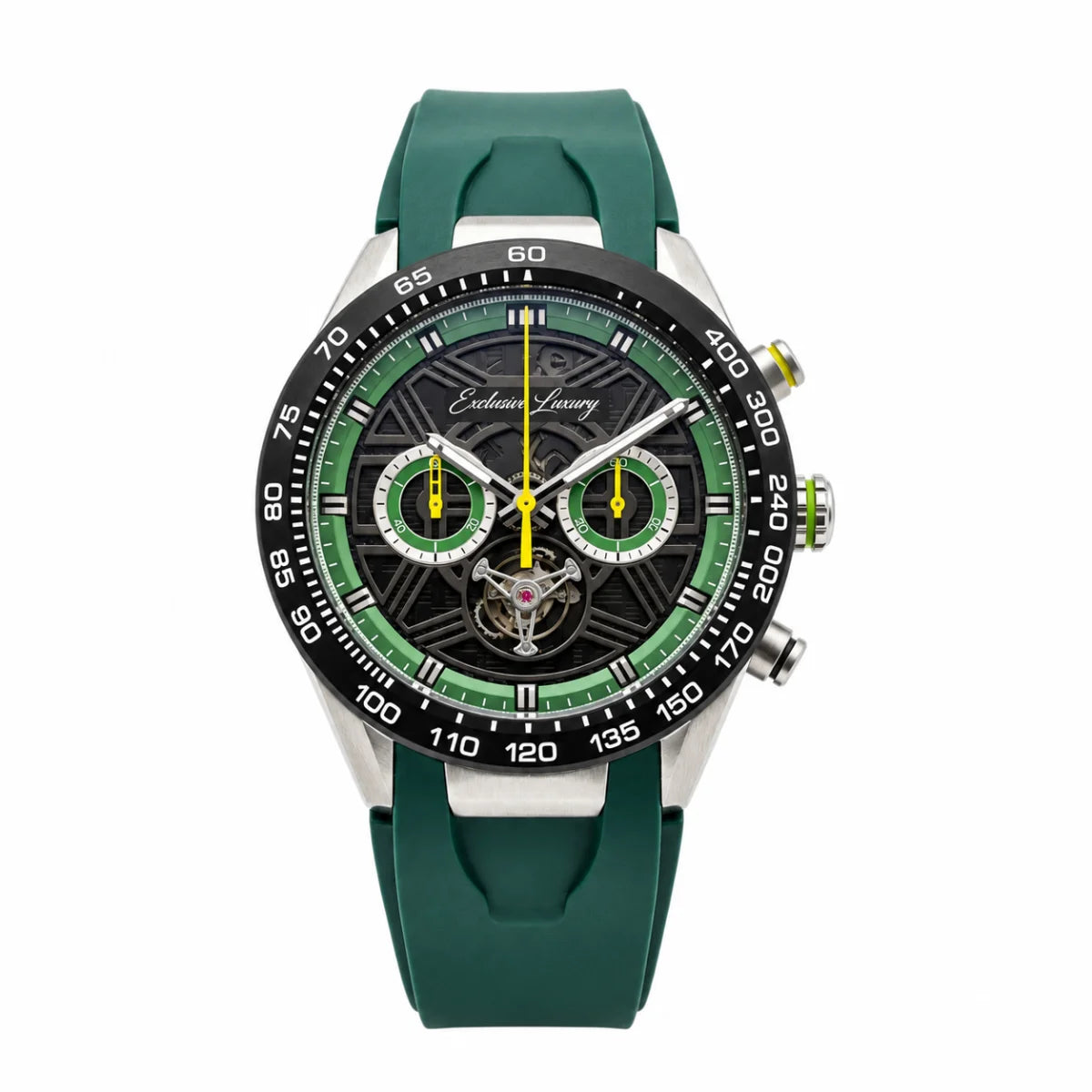 Classic Racing Skeleton Tourbillon – Green & Yellow — Exclusive Luxury