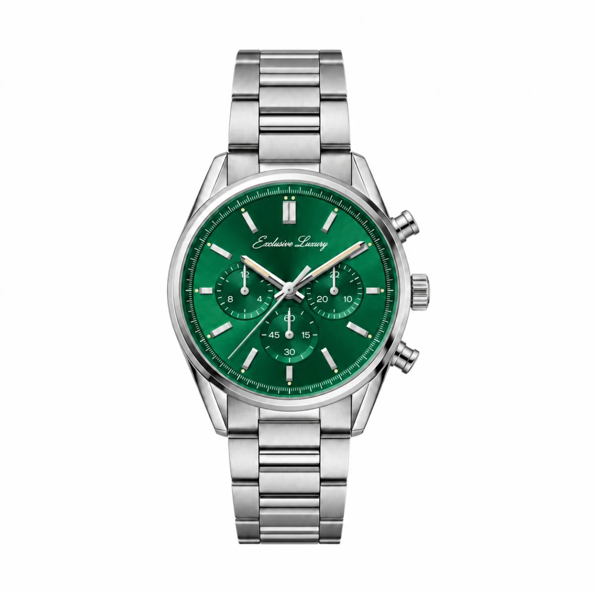 Classic Racing Chrono – Emerald Green Dial | Stainless Steel Bracelet — Exclusive Luxury