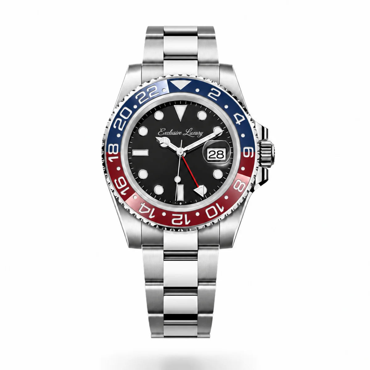World Explorer GMT – Red & Blue Ceramic Bezel | Stainless Steel — Exclusive Luxury