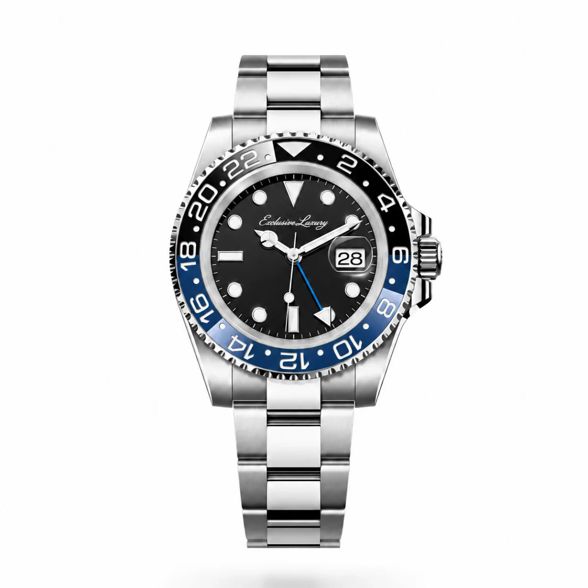World Explorer GMT – Black & Blue Ceramic Bezel | Stainless Steel — Exclusive Luxury