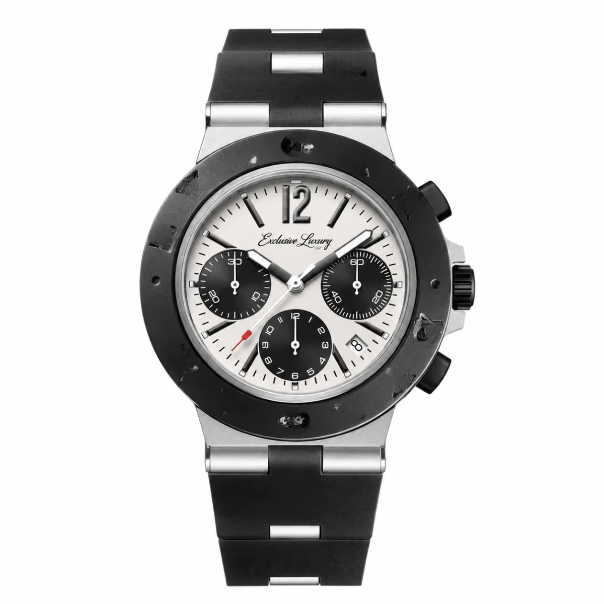 Urban Sport Chrono – Black Dial With White Accents | Sport Strap — Exclusive Luxury