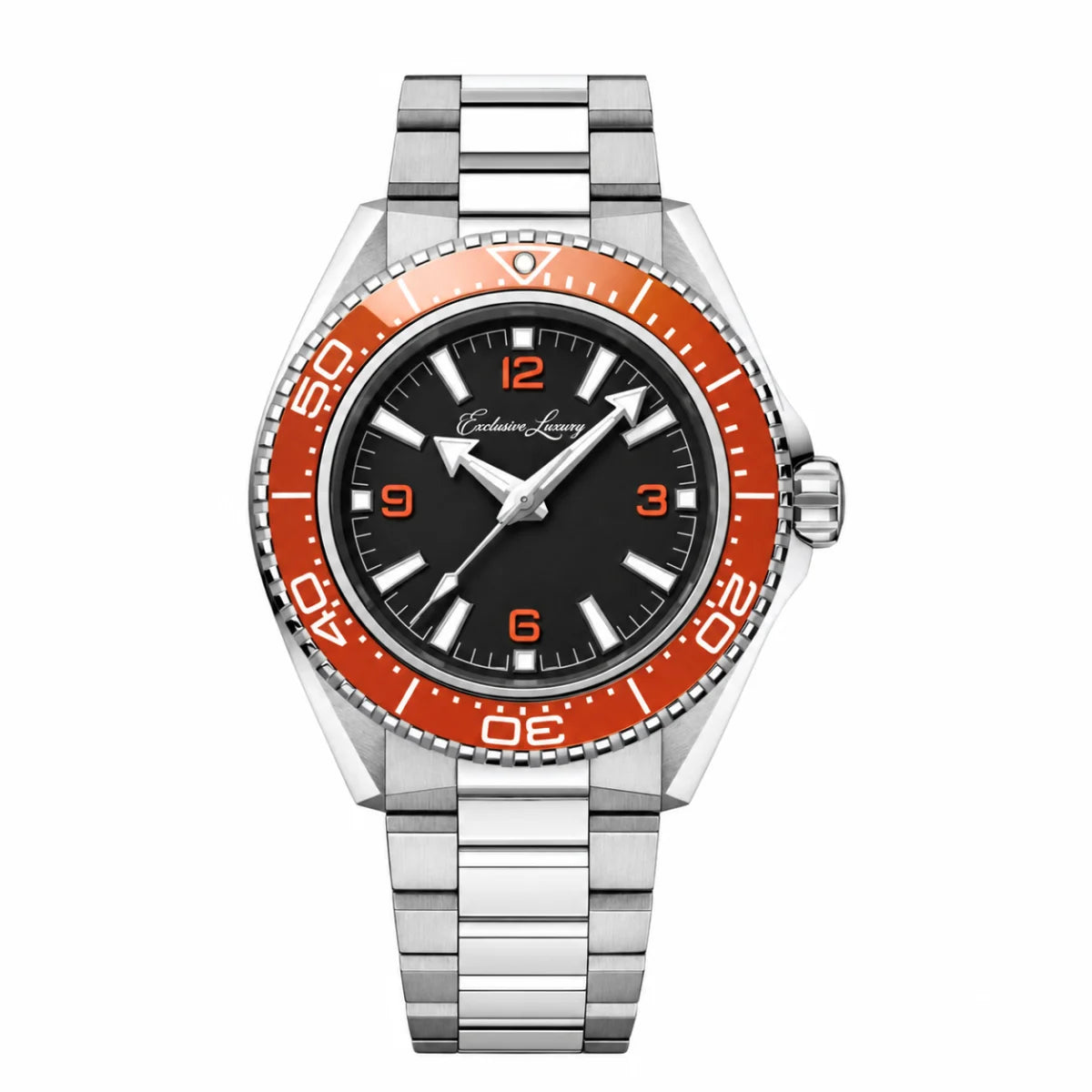 Ultra Deep Pro 45 – Black Dial With Orange Accents | Stainless Steel Bracelet — Exclusive Luxury