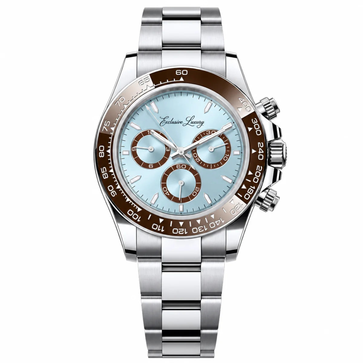 Speed Racing Chrono 40 – Ice Blue Dial | Brown Ceramic Bezel — Exclusive Luxury