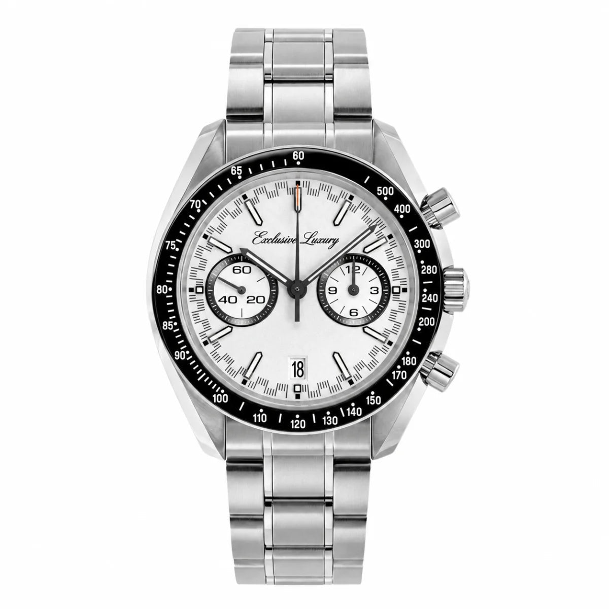 Racing Chrono Pro – White Dial | Stainless Steel Bracelet — Exclusive Luxury
