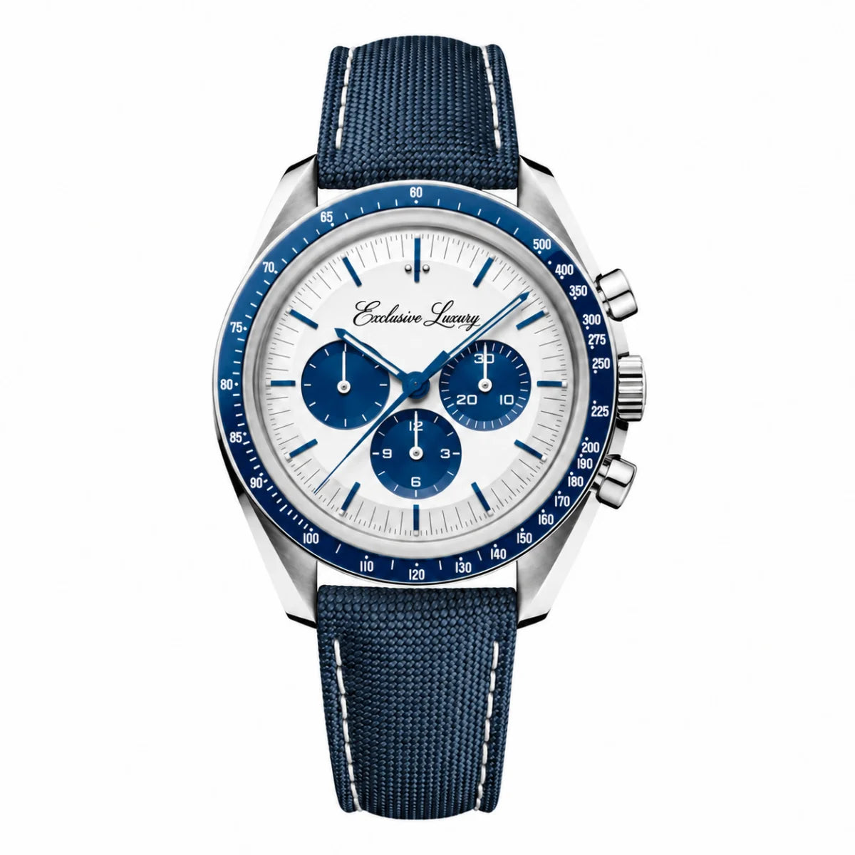 Racing Chrono Pro 42 – White Dial With Blue Accents | Chronograph — Exclusive Luxury