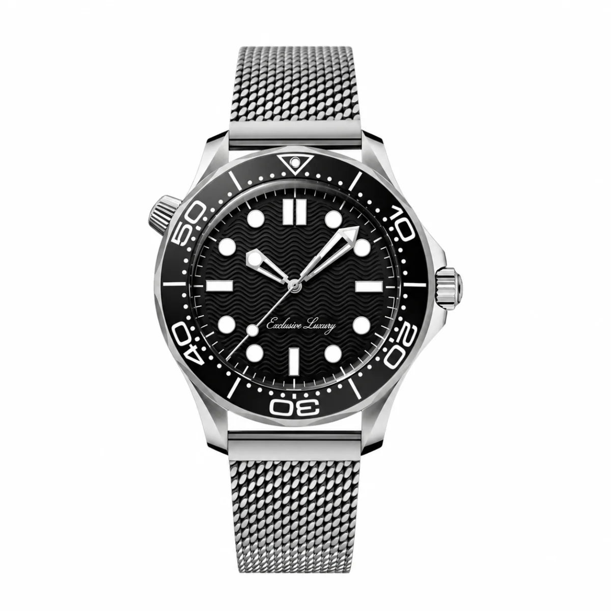 Ocean Diver Pro 42 – Black Dial | Mesh Bracelet B — Exclusive Luxury