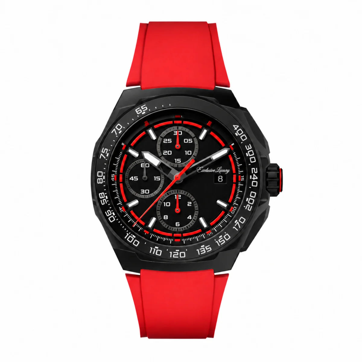Formula Racing Chrono – Black & Red | Rubber Strap — Exclusive Luxury