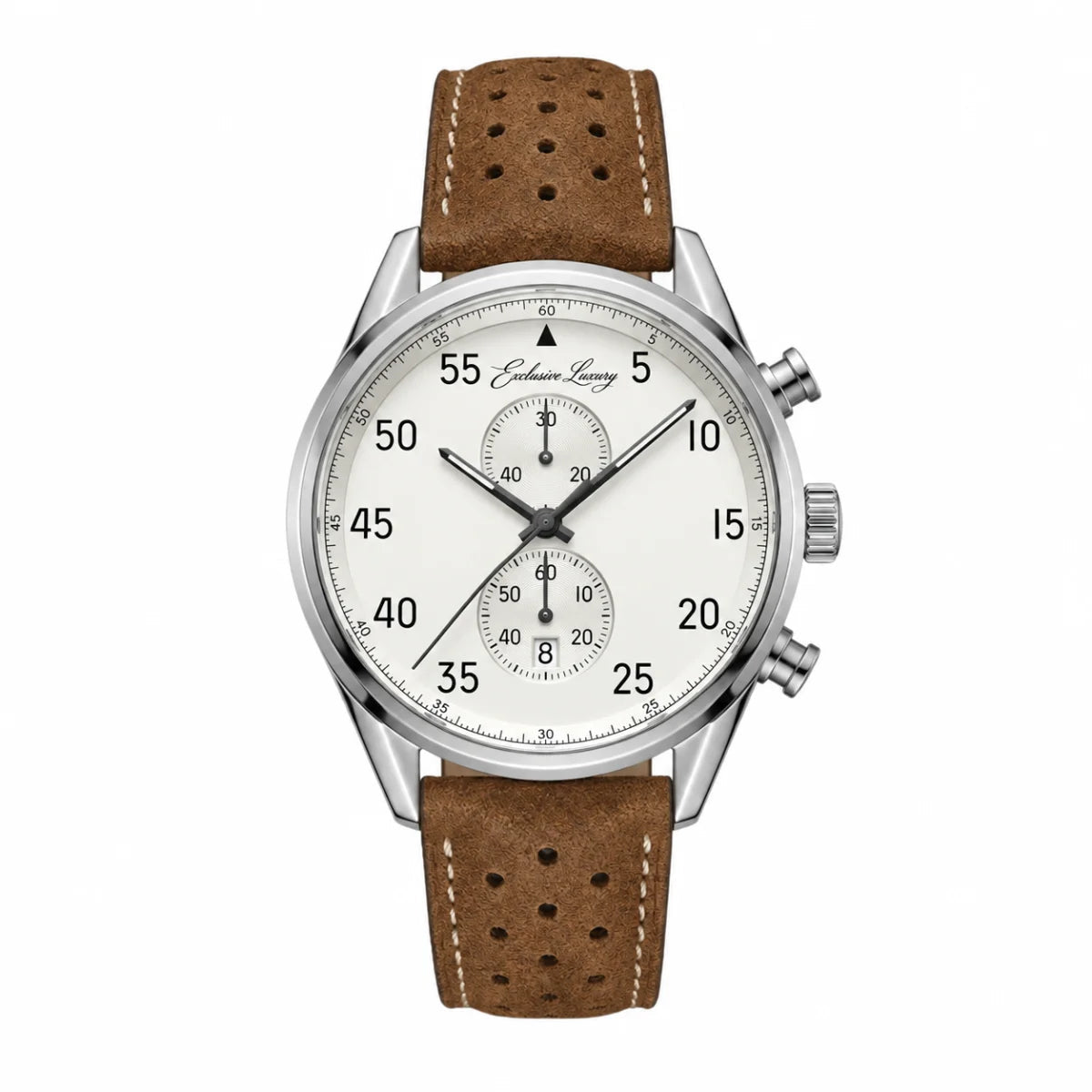 Classic Racing Chrono – White Dial | Leather Strap — Exclusive Luxury