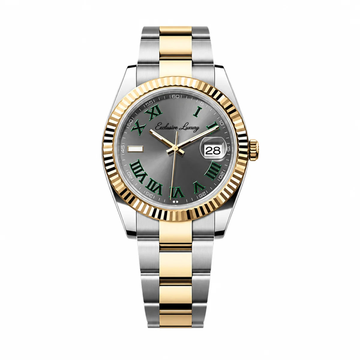Classic Date 41 – Gray Dial | Roman Indices | Bicolor Stainless Steel & Gold Tone — Exclusive Luxury