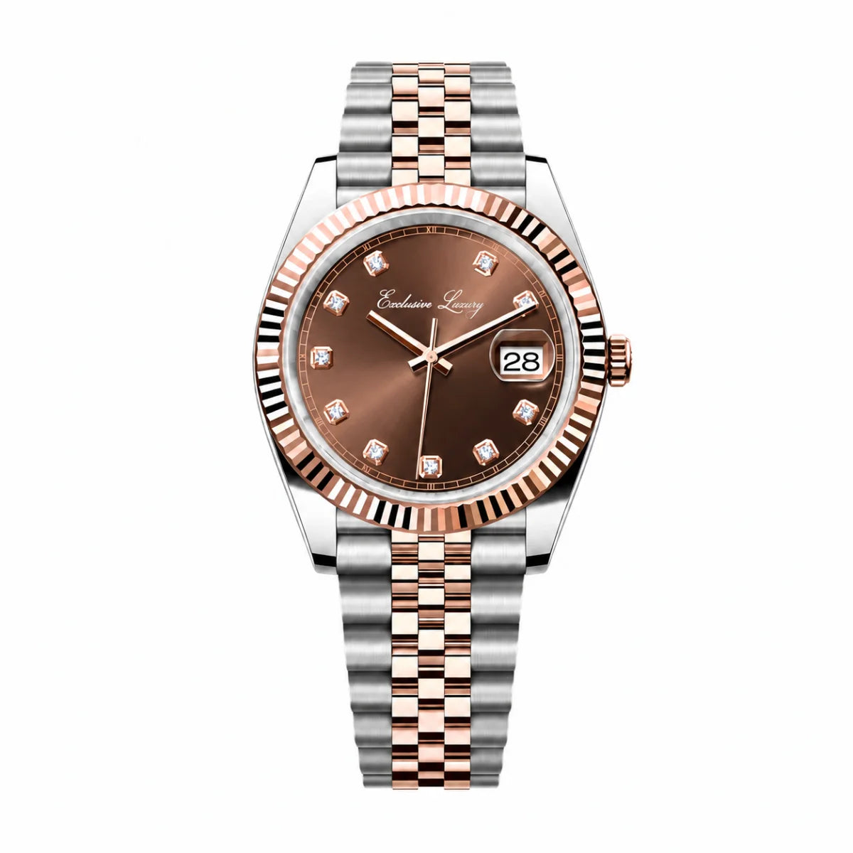 Classic Date 41 – Brown Dial | Diamant-Indices — Exclusive Luxury