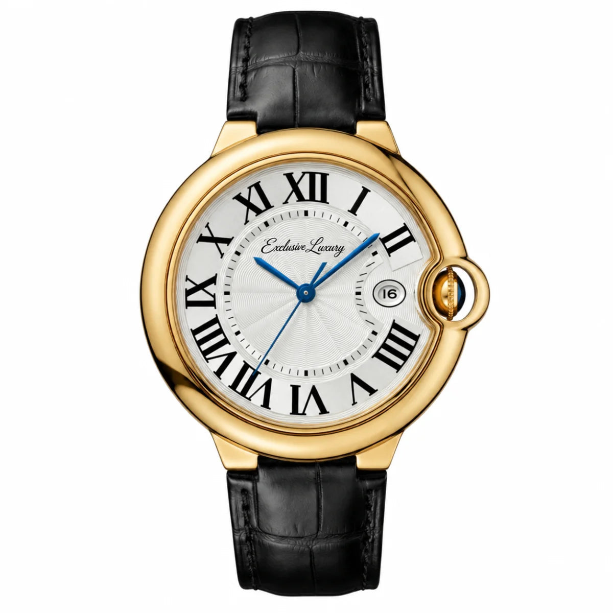 City Round Classic – Gold Edition | Black Leather Strap — Exclusive Luxury